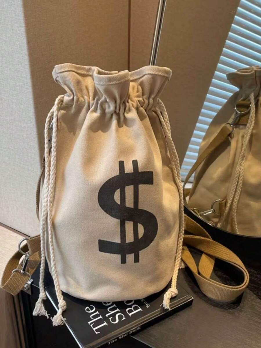 Black Canvas Drawstring Crossb - огляд і ціна Canvas Backpack Casual