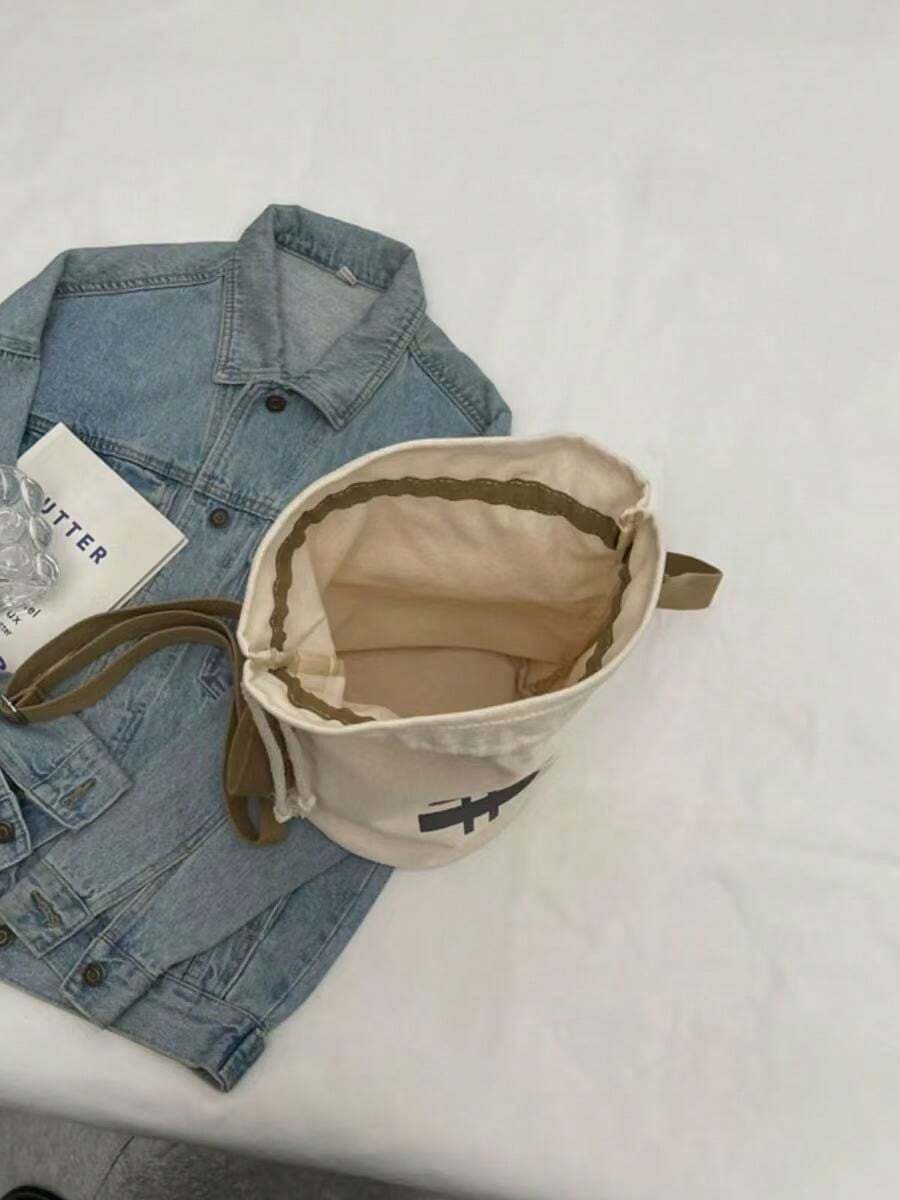 Black Canvas Drawstring Crossb - огляд і ціна Canvas Backpack Casual
