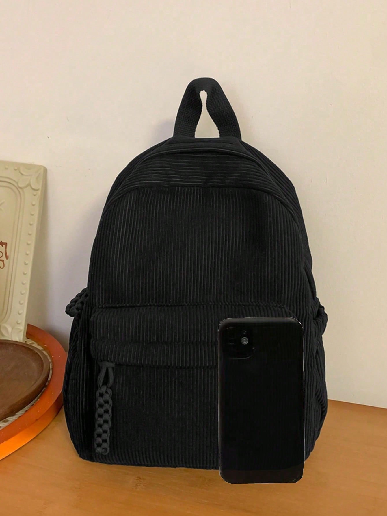 Solid Color Corduroy Fabric Fa - огляд і ціна Fashion Backpack Women