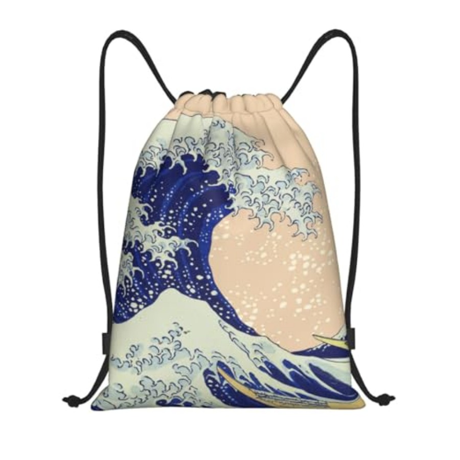 Japanese Kanagawa Ocean Great  - огляд і ціна Drawstring Gym Bag