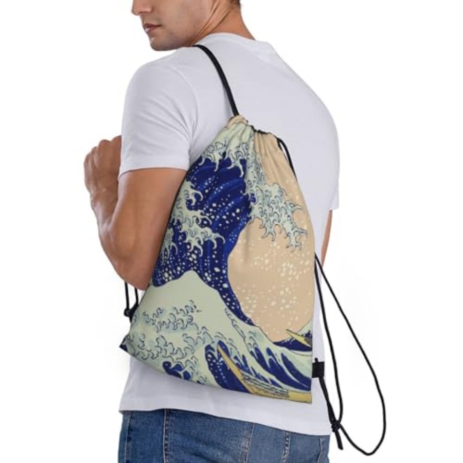 Japanese Kanagawa Ocean Great  - огляд і ціна Drawstring Gym Bag