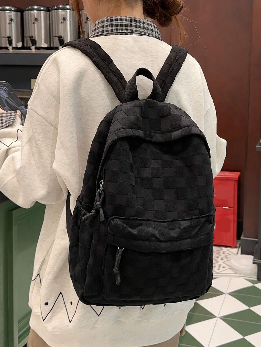 Womens Patchwork Plaid Faux Fu - огляд і ціна Fashion Backpack Women