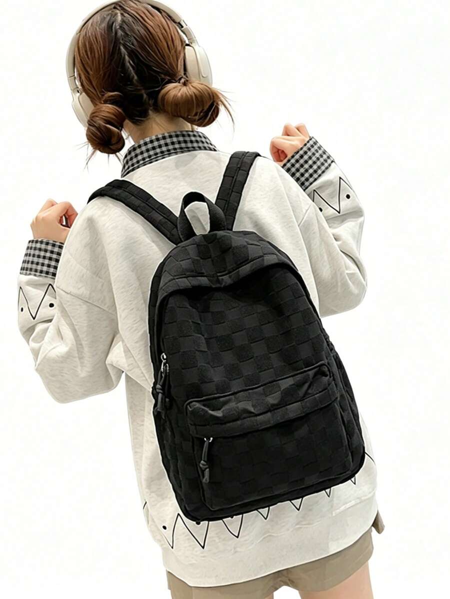Womens Patchwork Plaid Faux Fu - огляд і ціна Fashion Backpack Women