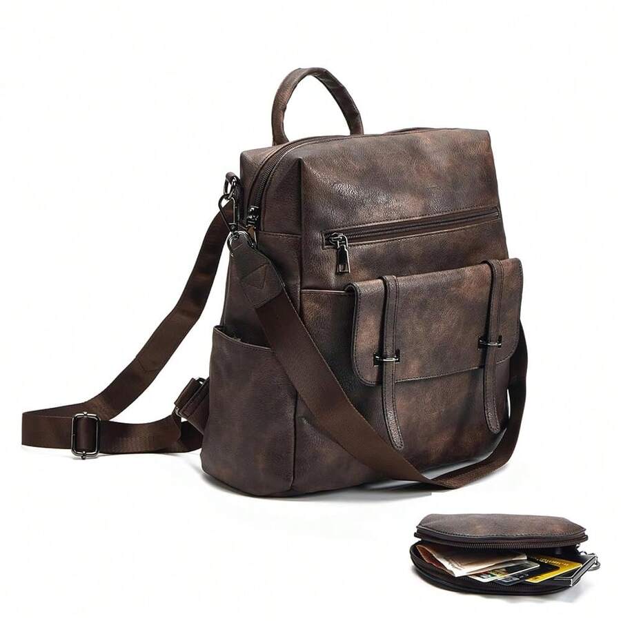 Women Fashion Vintage Brown PU - огляд і ціна Leather Backpack Vintage