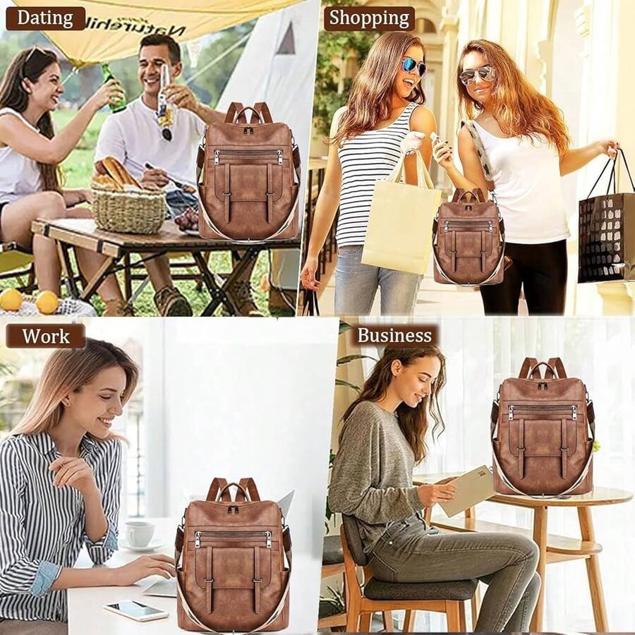 Women Fashion Vintage Brown PU - огляд і ціна Leather Backpack Vintage