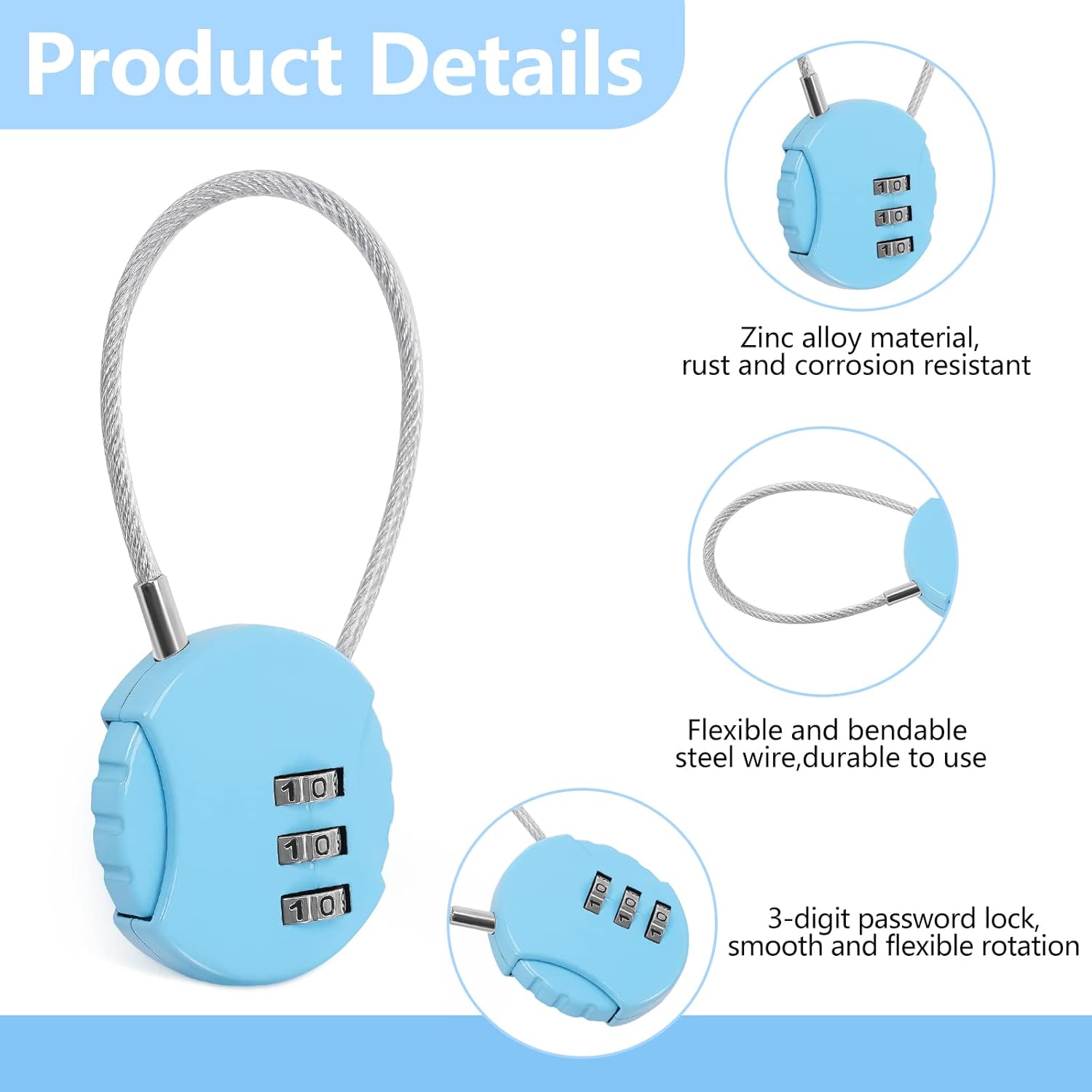 8 Pack Combination Wire Lock 3 - огляд і ціна Backpack Lock Combo