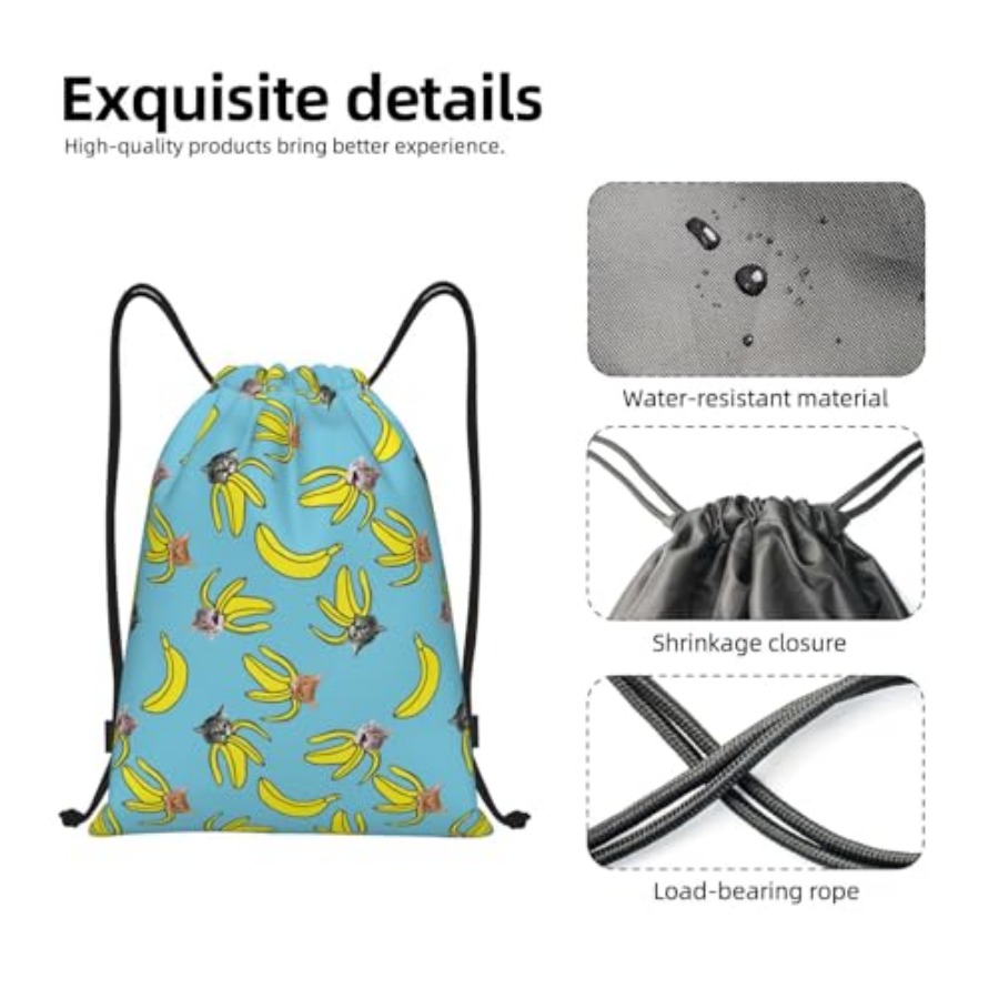 Funny Cat Banana Bananas Draws - огляд і ціна Drawstring Gym Bag
